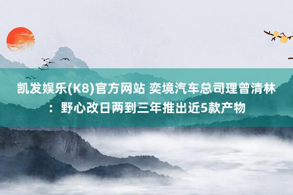 凯发娱乐(K8)官方网站 奕境汽车总司理曾清林：野心改日两到三年推出近5款产物