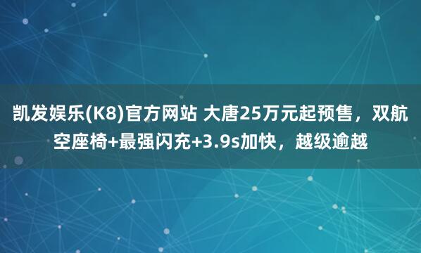 凯发娱乐(K8)官方网站 大唐25万元起预售，双航空座椅+最强闪充+3.9s加快，越级逾越