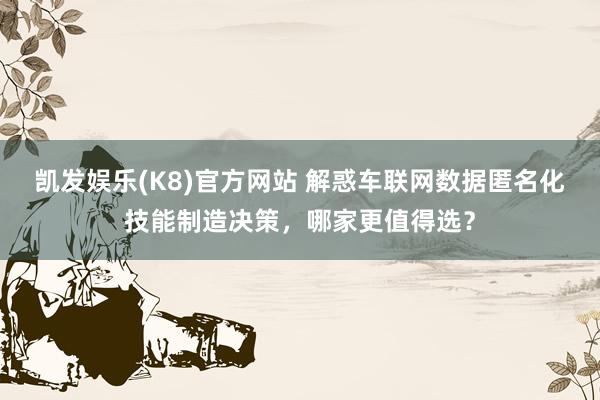 凯发娱乐(K8)官方网站 解惑车联网数据匿名化技能制造决策，哪家更值得选？