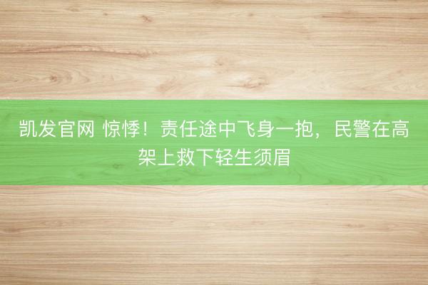 凯发官网 惊悸！责任途中飞身一抱，民警在高架上救下轻生须眉